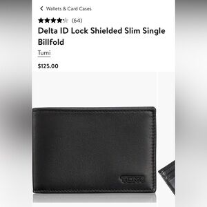 Tumi Black Leather Billfold Wallet